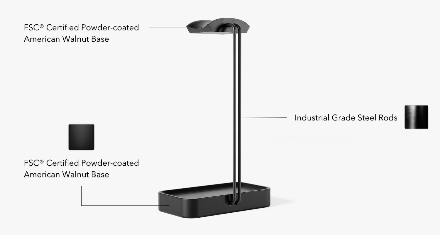 black wood headphone stand material breakdown